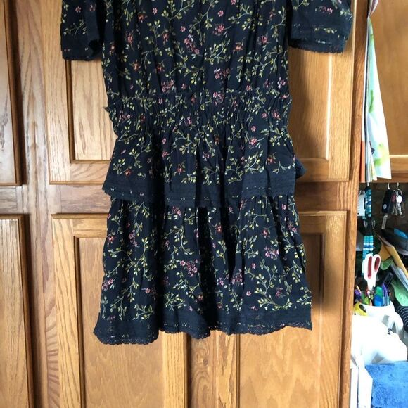 EYE OF THE NEEDLE Dark Romance Ditsy Print Ruffle Mini Dress - S - Picture 13 of 16